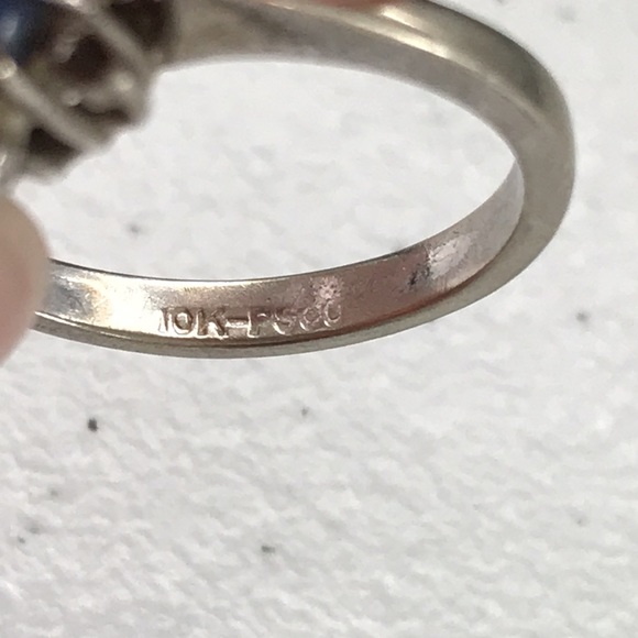 10k White Gold Star Burst Sapphire Ring PSCO - Picture 4 of 10